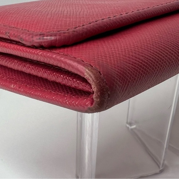 ♥️PRADA RED Saffiano Metal Calfskin Leather Continental/Long Wallet | PRELOVED♥️ - Picture 4 of 16